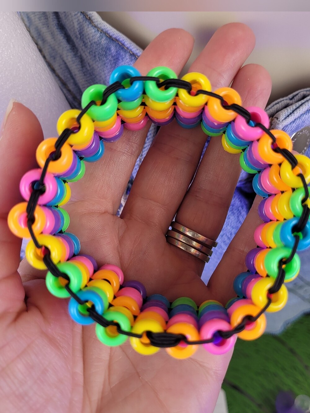 6pc Rainbow choker binky & cord earrings cuff - Picture 11 of 14